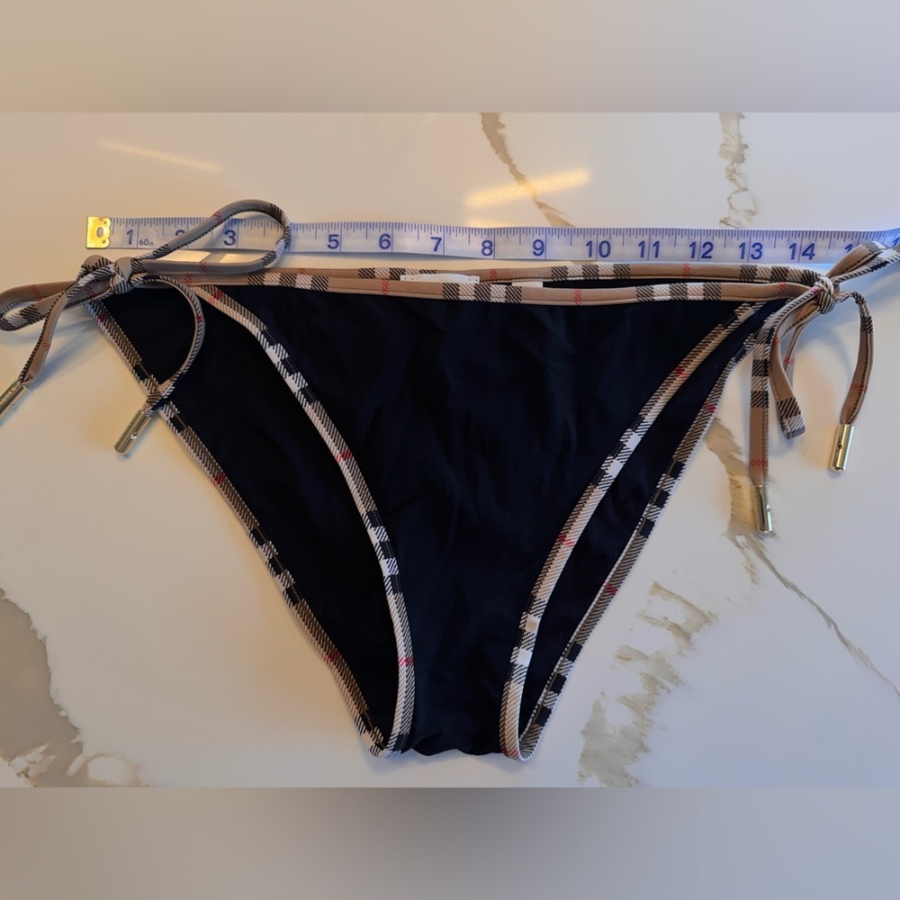 Burberry Black Check Trim Side-Tie Bikini Bottoms M